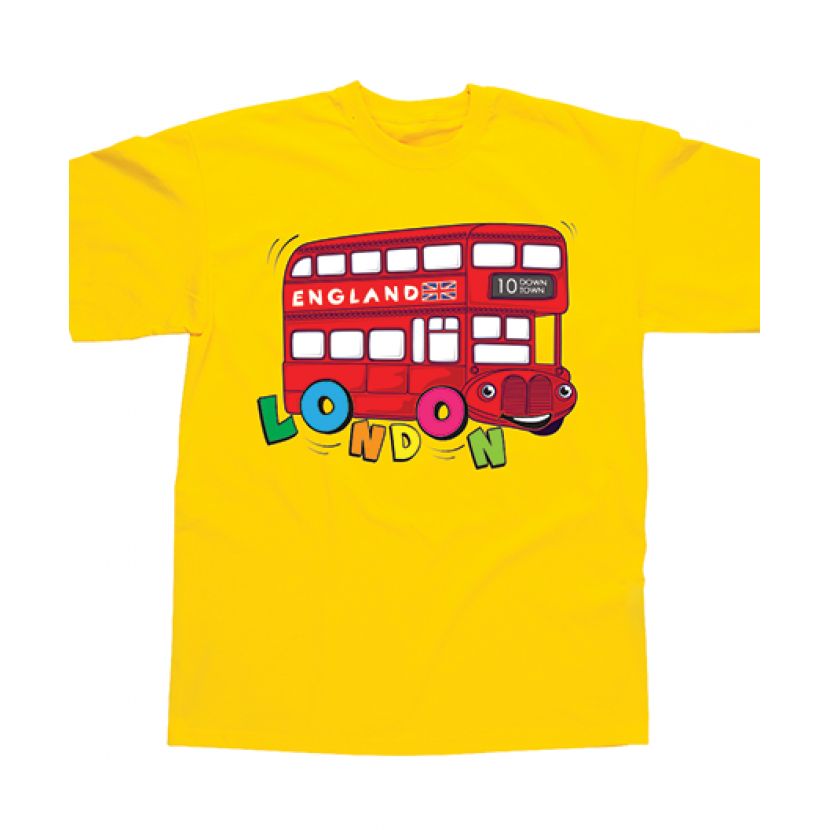 Children's T-Shirt Yellow Red Bus London | Lambert Souvenirs
